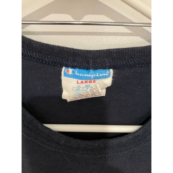 Champion Men's Vintage Embroidered Large Logo T-Shirt, Navy, Large - Picture 3 of 3